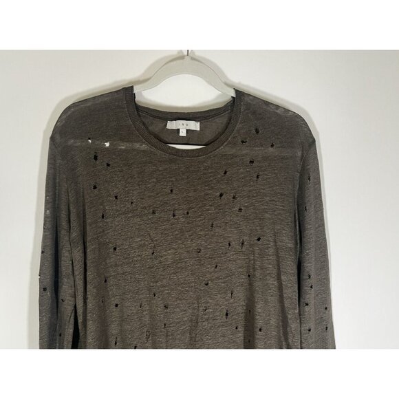 IRO Marvina army green distressed holey lightweight linen top L grunge designer - Picture 3 of 10